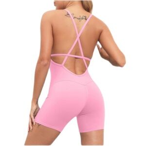 Women's One-piece Sport Yoga Jumpsuit Bodysuit Pink NWT